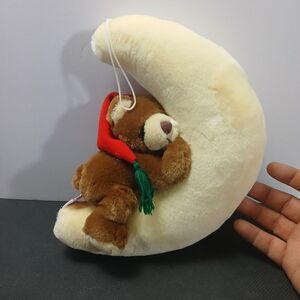 RUSS BERRIE BABY Snoozer Bear Sleeping on Moon Christmas Plush 9" Stuffed Animal